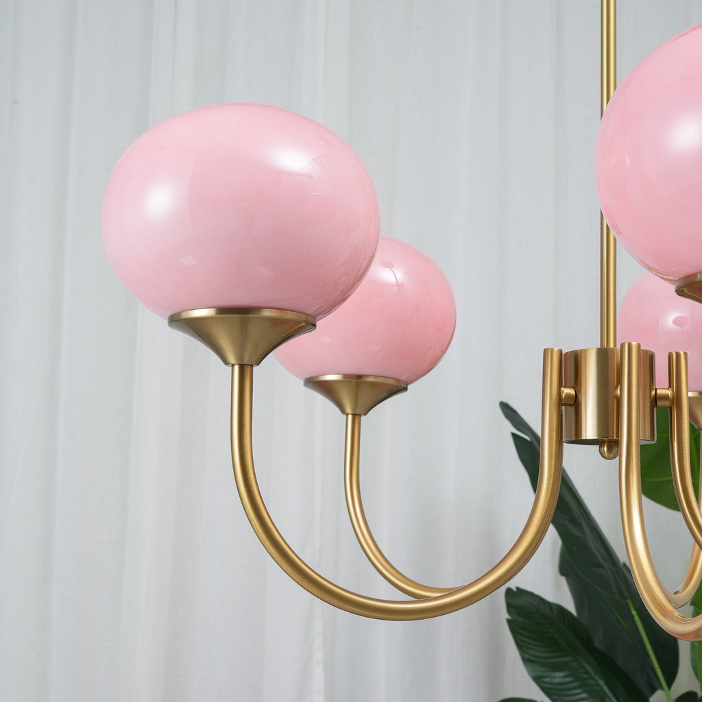 Lustr Marshmallow — moderní okouzlující stropní svítidlo, zlaté a růžové - Desfino