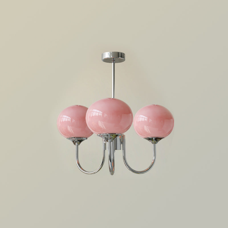 Lustre LED Aurene en forme de guimauve — abat-jour dorés et roses - Desfino