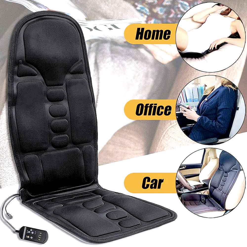 Heated Back and Neck Massage Seat Cushion — AstraRelief Elite, Eight-Vibration Motors