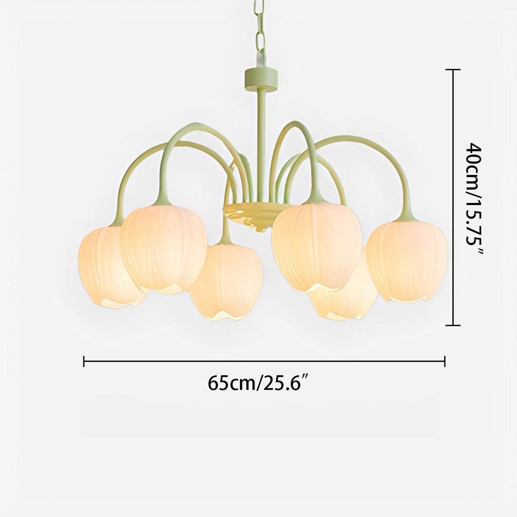 Französischer romantischer Tulpen-Kronleuchter in Matcha-Farbe | Desfino