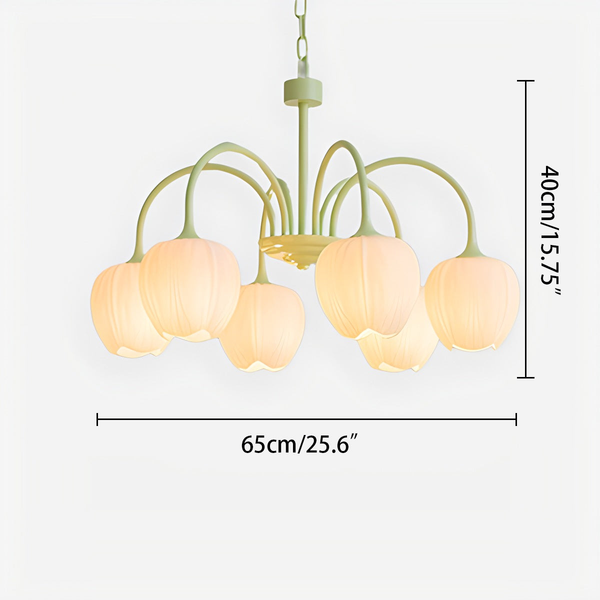 Französischer romantischer Tulpen-Kronleuchter in Matcha-Farbe | Desfino