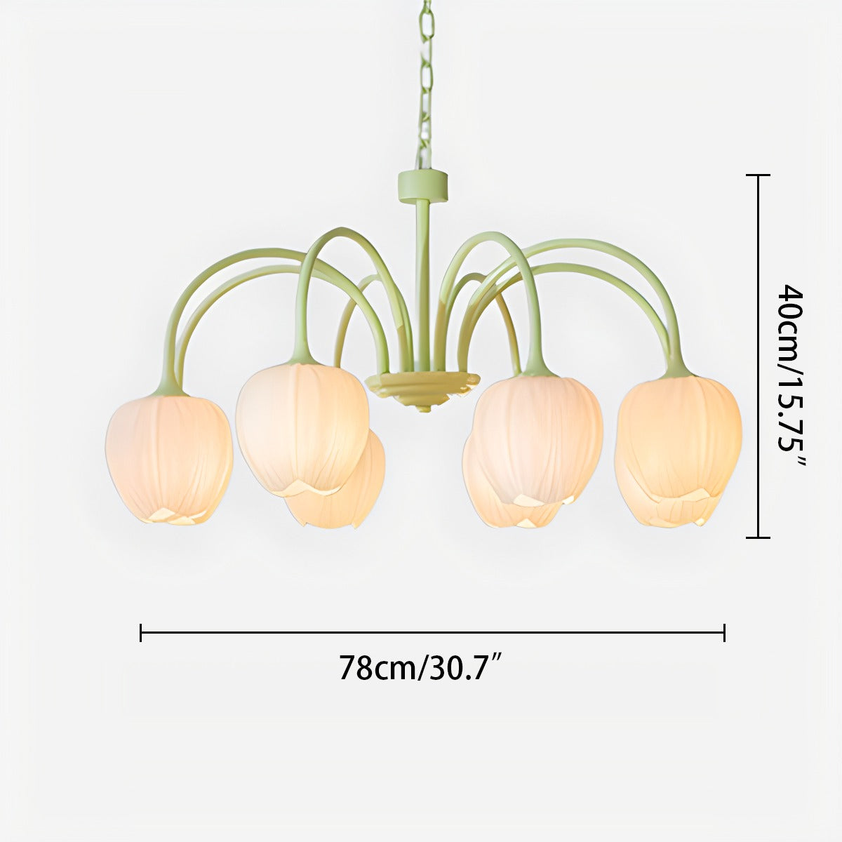 Französischer romantischer Tulpen-Kronleuchter in Matcha-Farbe | Desfino
