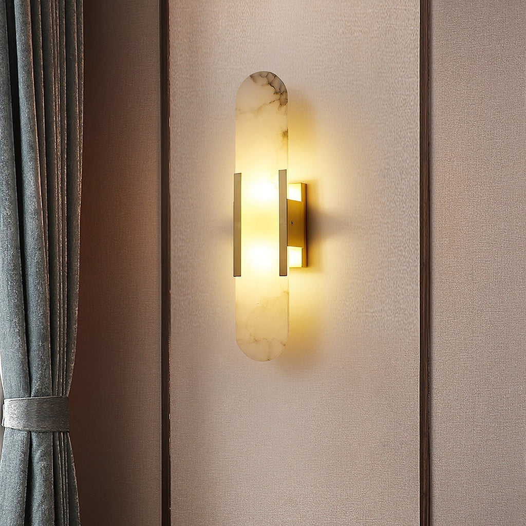 Lunara Elongated Alabaster Wall Lamp — Warm Modern Glow - Desfino