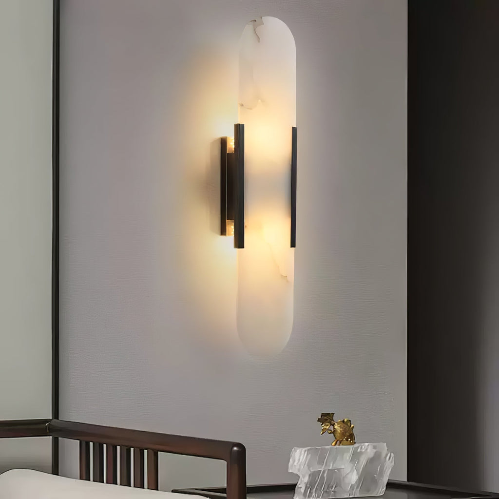 Lunara Elongated Alabaster Wall Lamp — Warm Modern Glow - Desfino