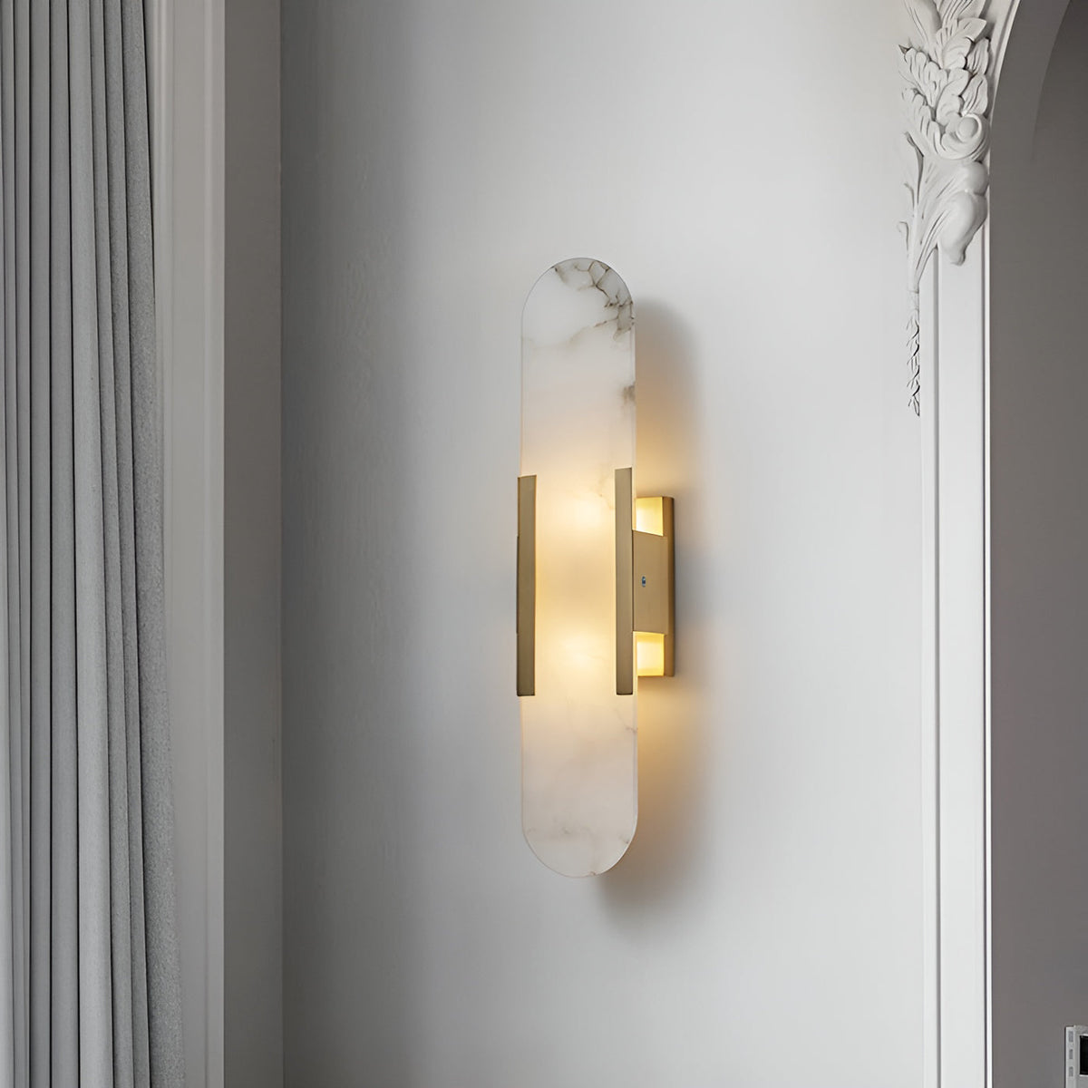 Lunara Elongated Alabaster Wall Lamp — Warm Modern Glow - Desfino