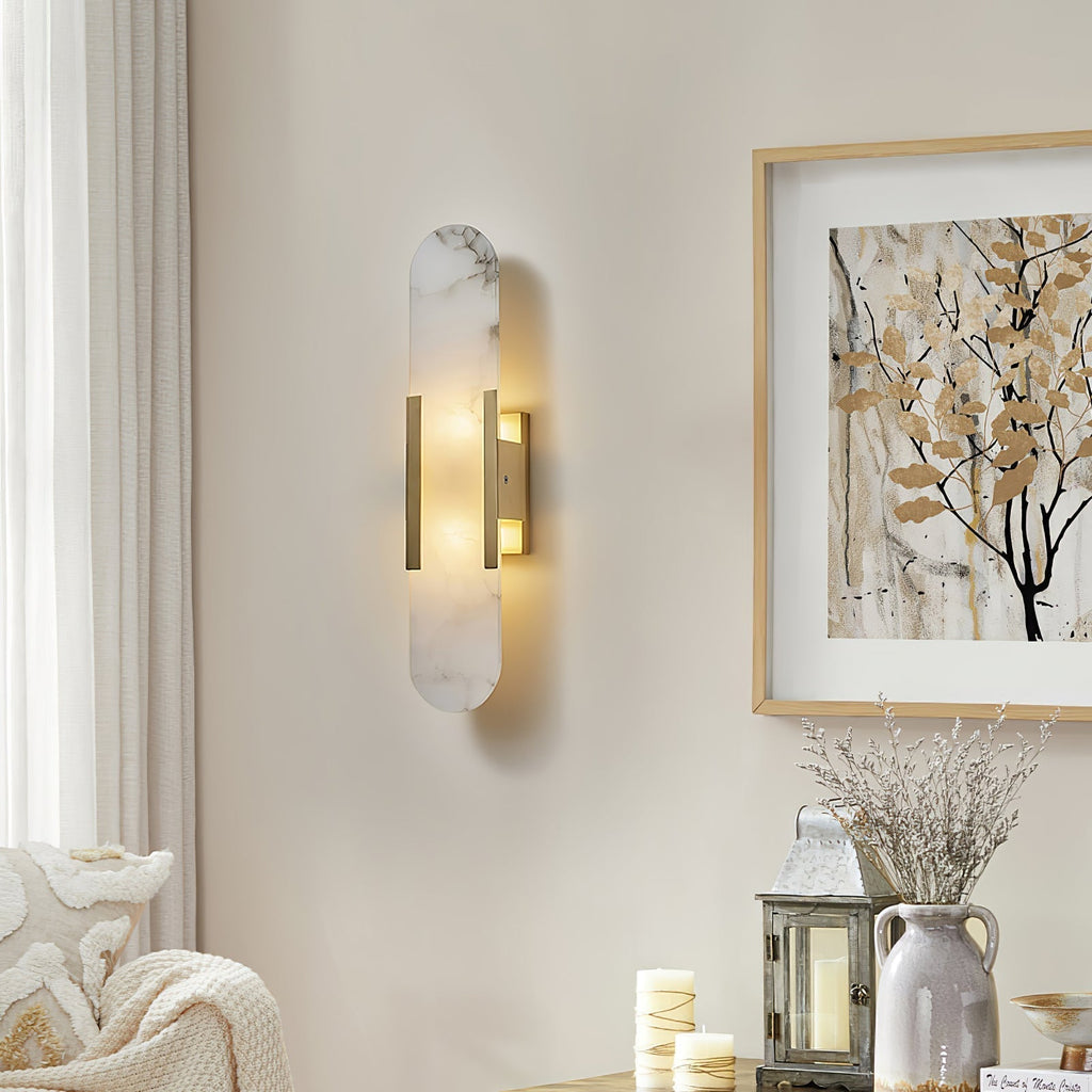 Lunara Elongated Alabaster Wall Lamp — Warm Modern Glow - Desfino