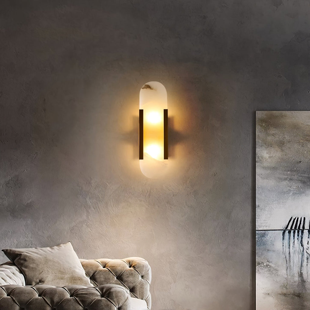 Lunara Elongated Alabaster Wall Lamp — Warm Modern Glow - Desfino