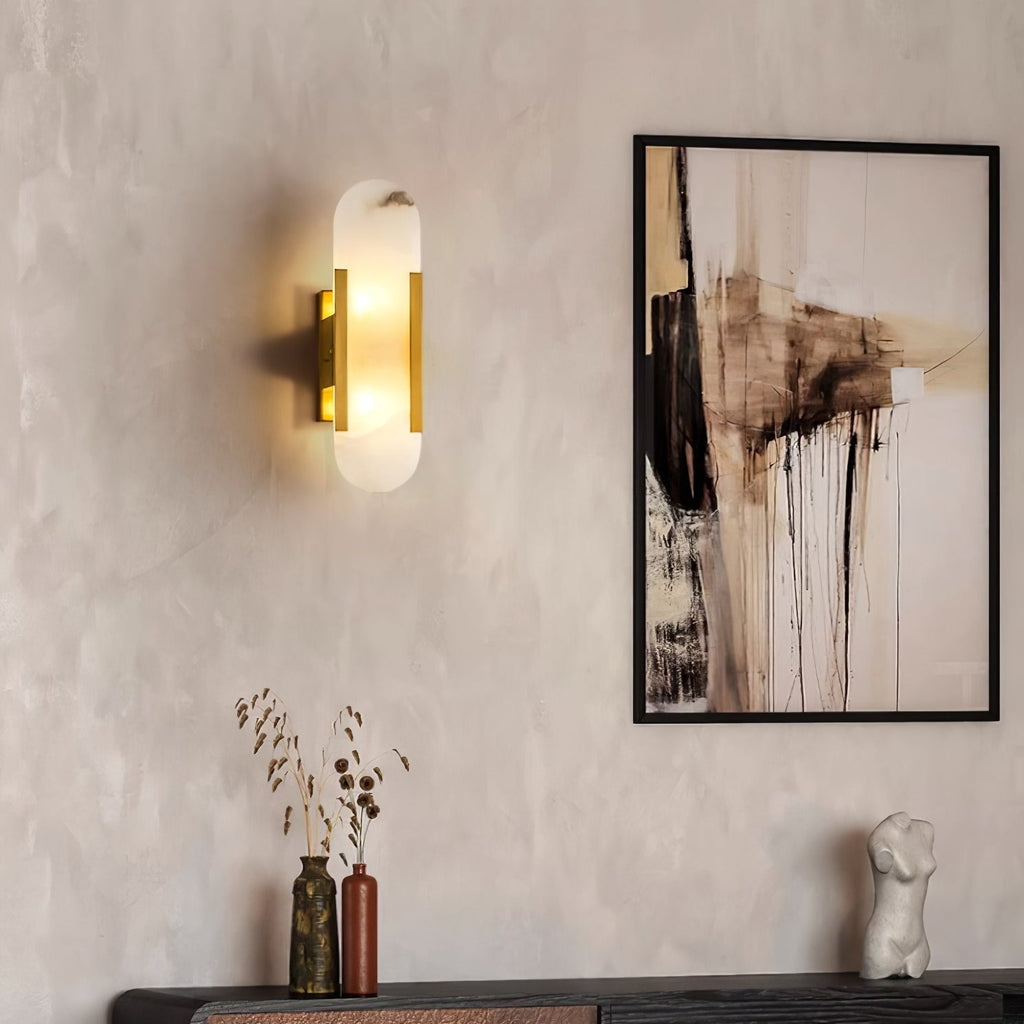 Lunara Elongated Alabaster Wall Lamp — Warm Modern Glow - Desfino