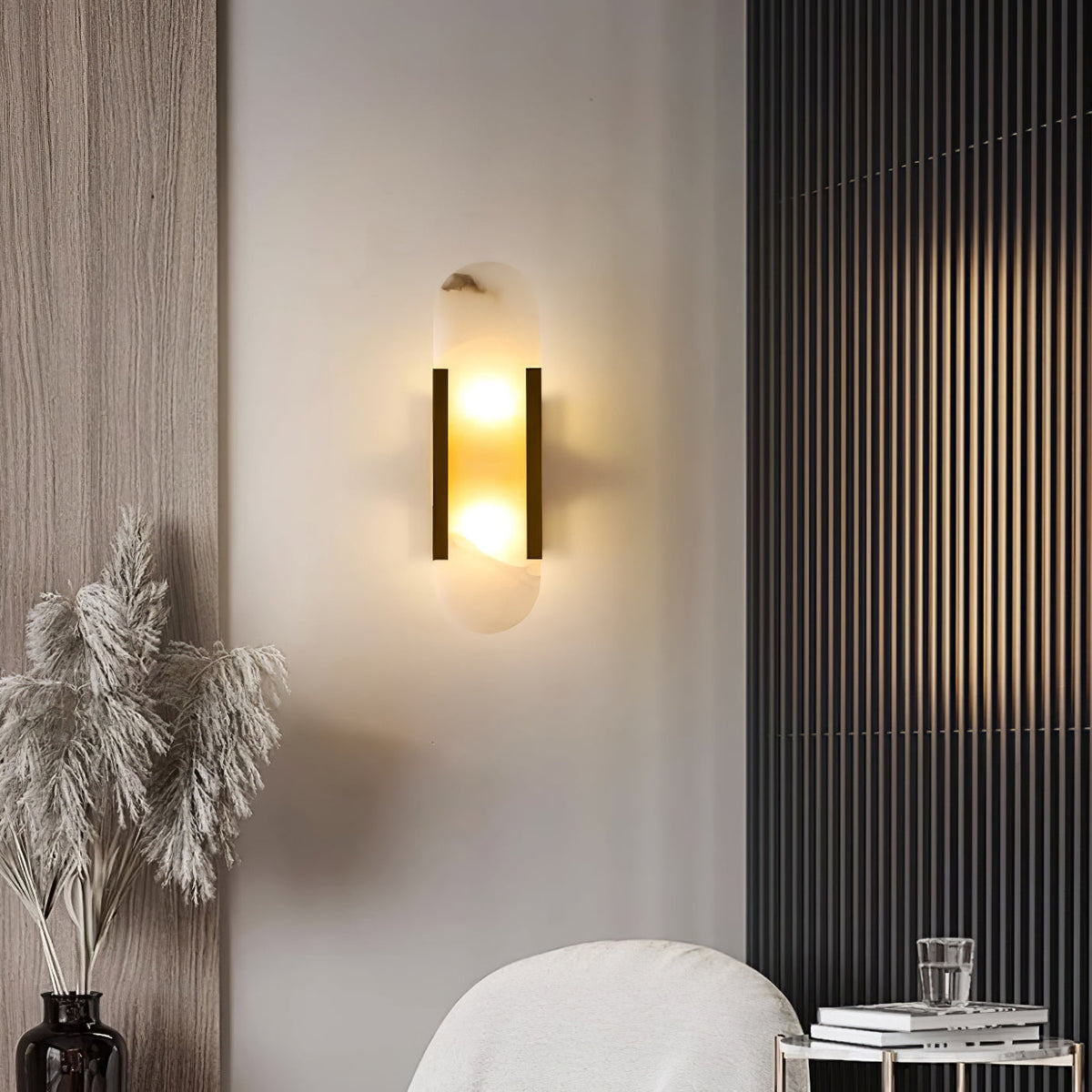 Lunara Elongated Alabaster Wall Lamp — Warm Modern Glow - Desfino