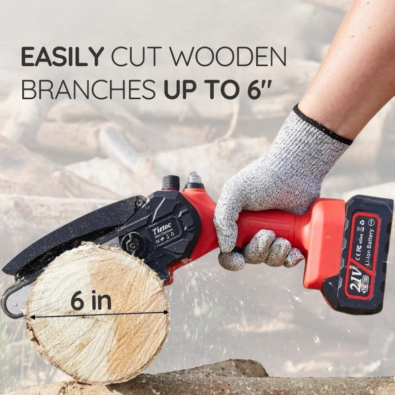 Motosega cordless da 6 pollici — Batteria da 2–3 ore, tagliasiepi compatto - Desfino