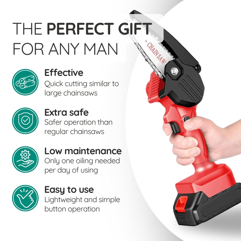 Motosega cordless da 6 pollici — Batteria da 2–3 ore, tagliasiepi compatto - Desfino