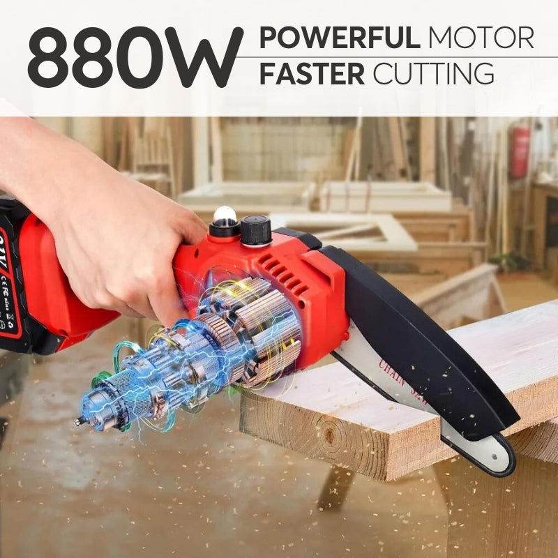 Motosega cordless da 6 pollici — Batteria da 2–3 ore, tagliasiepi compatto - Desfino