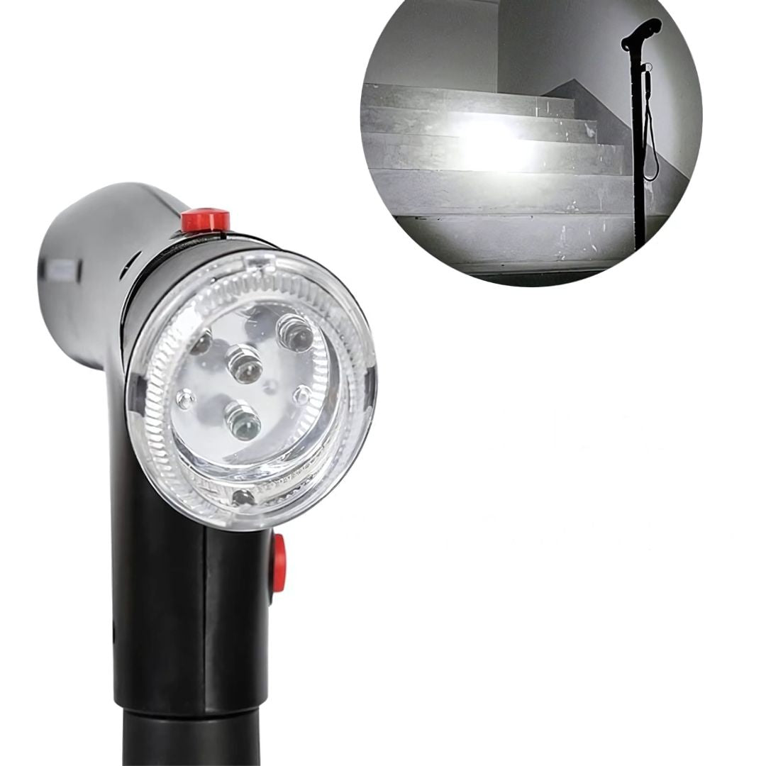 Skládací teleskopická hůl TrailEase — 4 LED, nastavitelná výška, alarm - Desfino