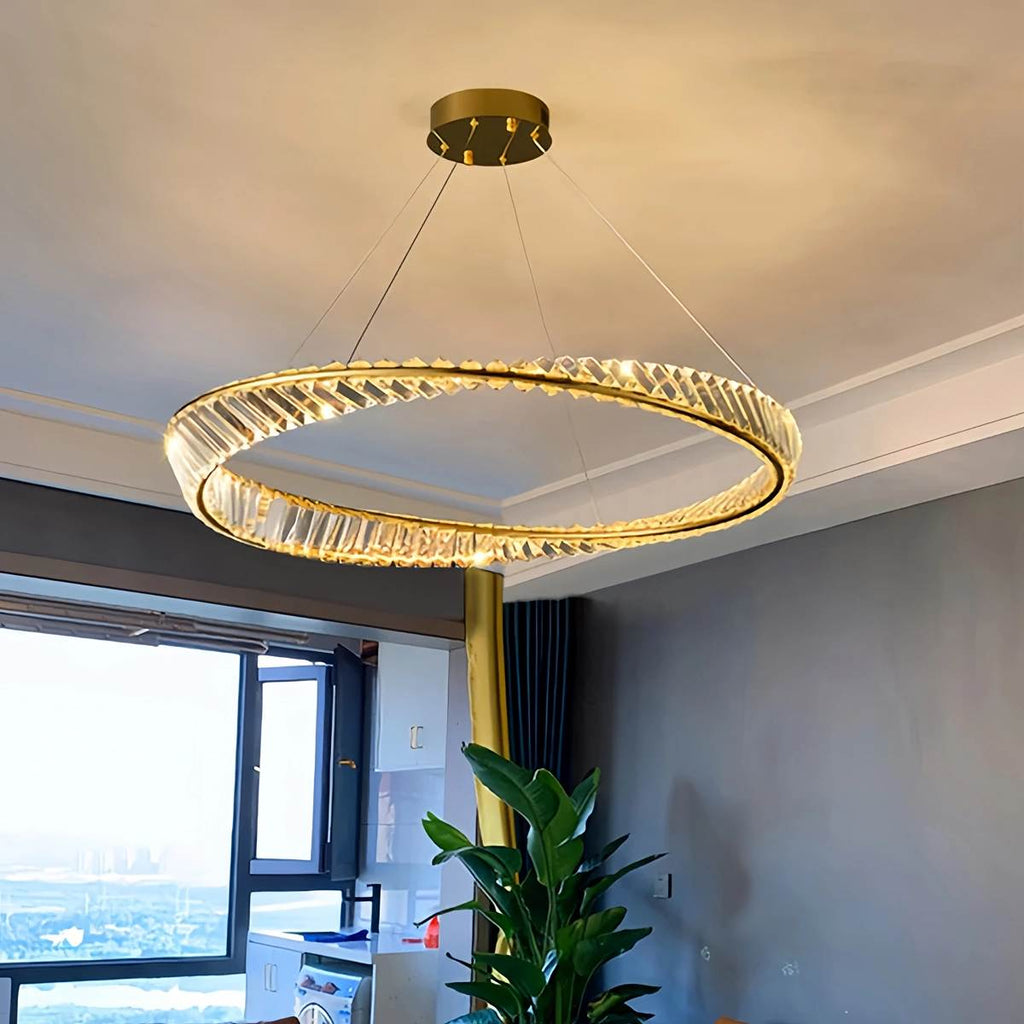 Moderner luxuriöser Ringkronleuchter aus Metall und Glas | Desfino