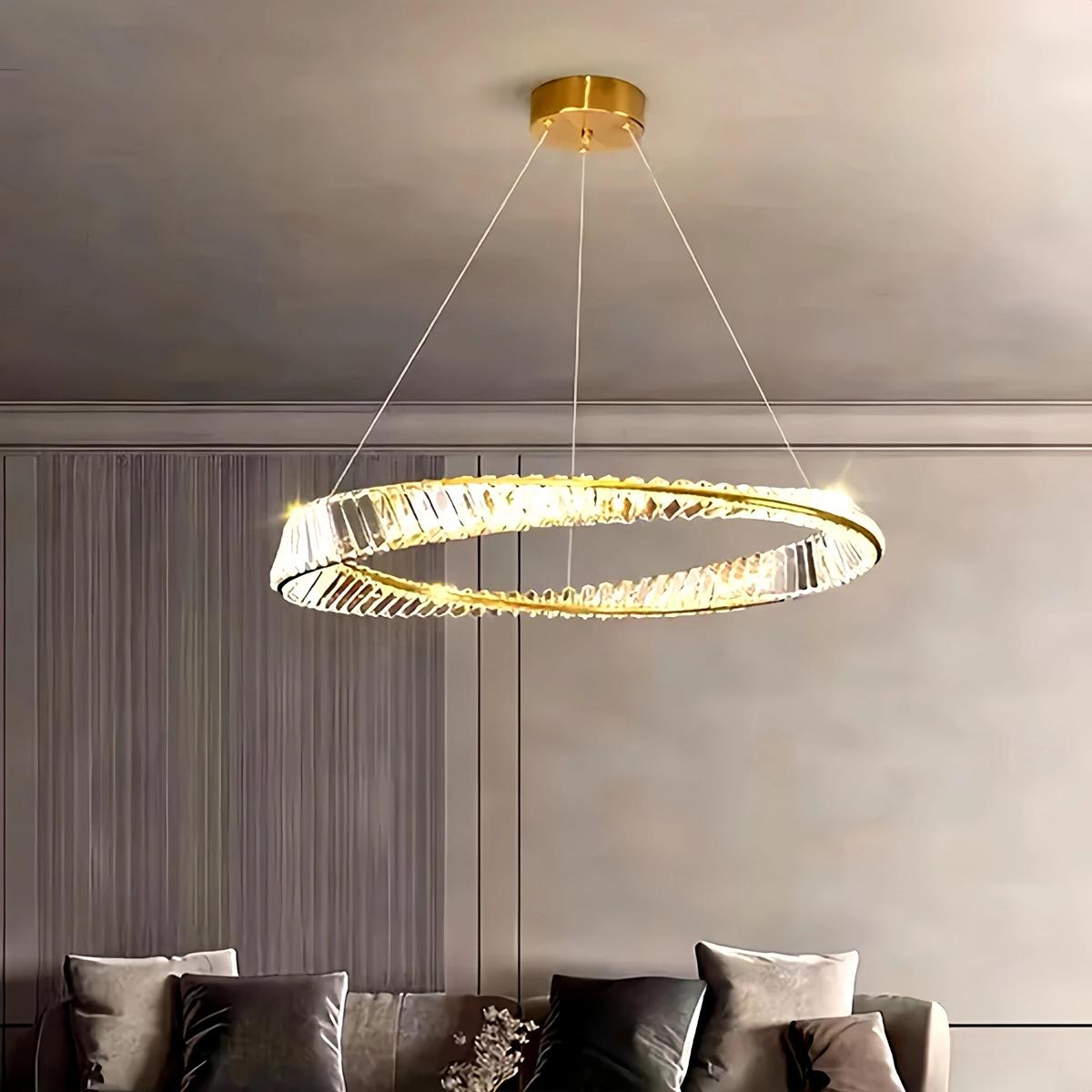 Moderner luxuriöser Ringkronleuchter aus Metall und Glas | Desfino