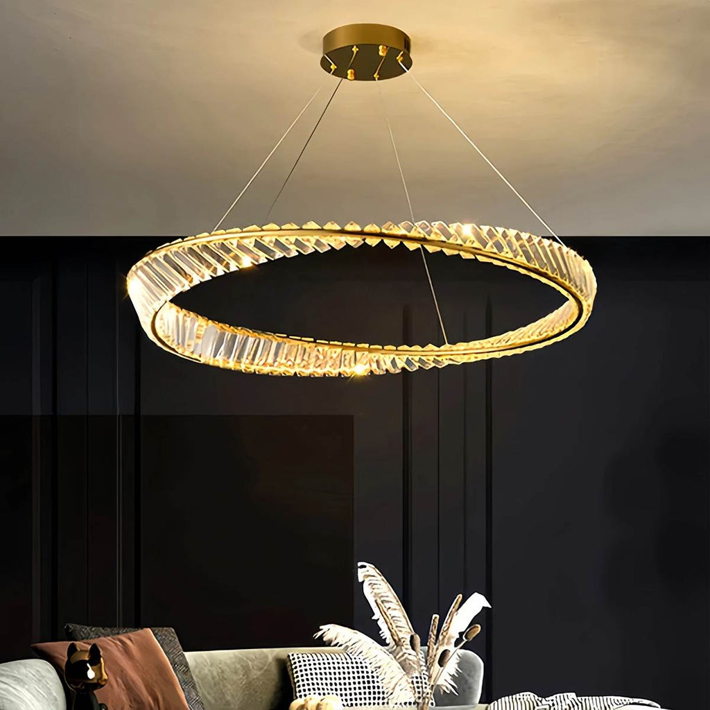 Moderner luxuriöser Ringkronleuchter aus Metall und Glas | Desfino