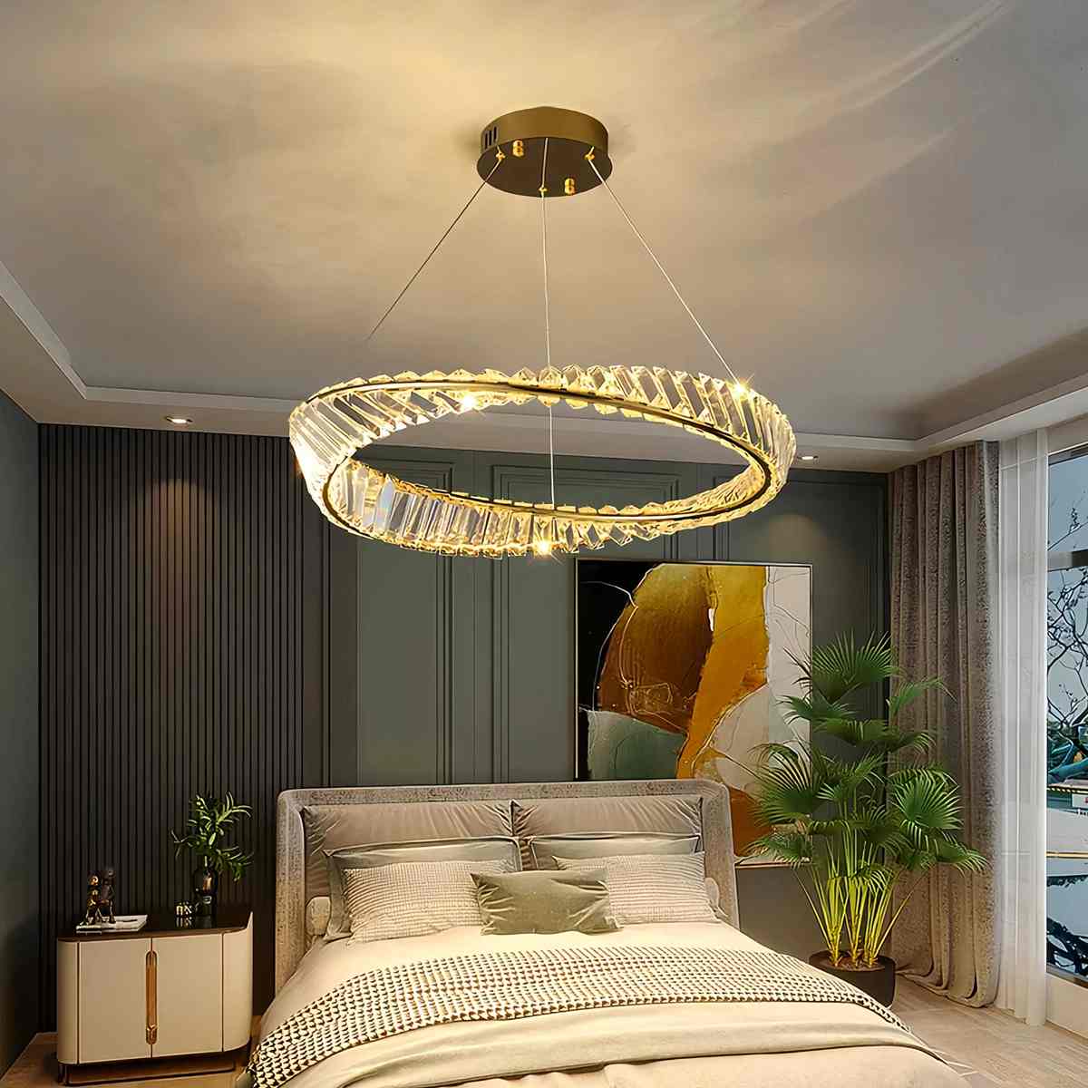 Moderner luxuriöser Ringkronleuchter aus Metall und Glas | Desfino