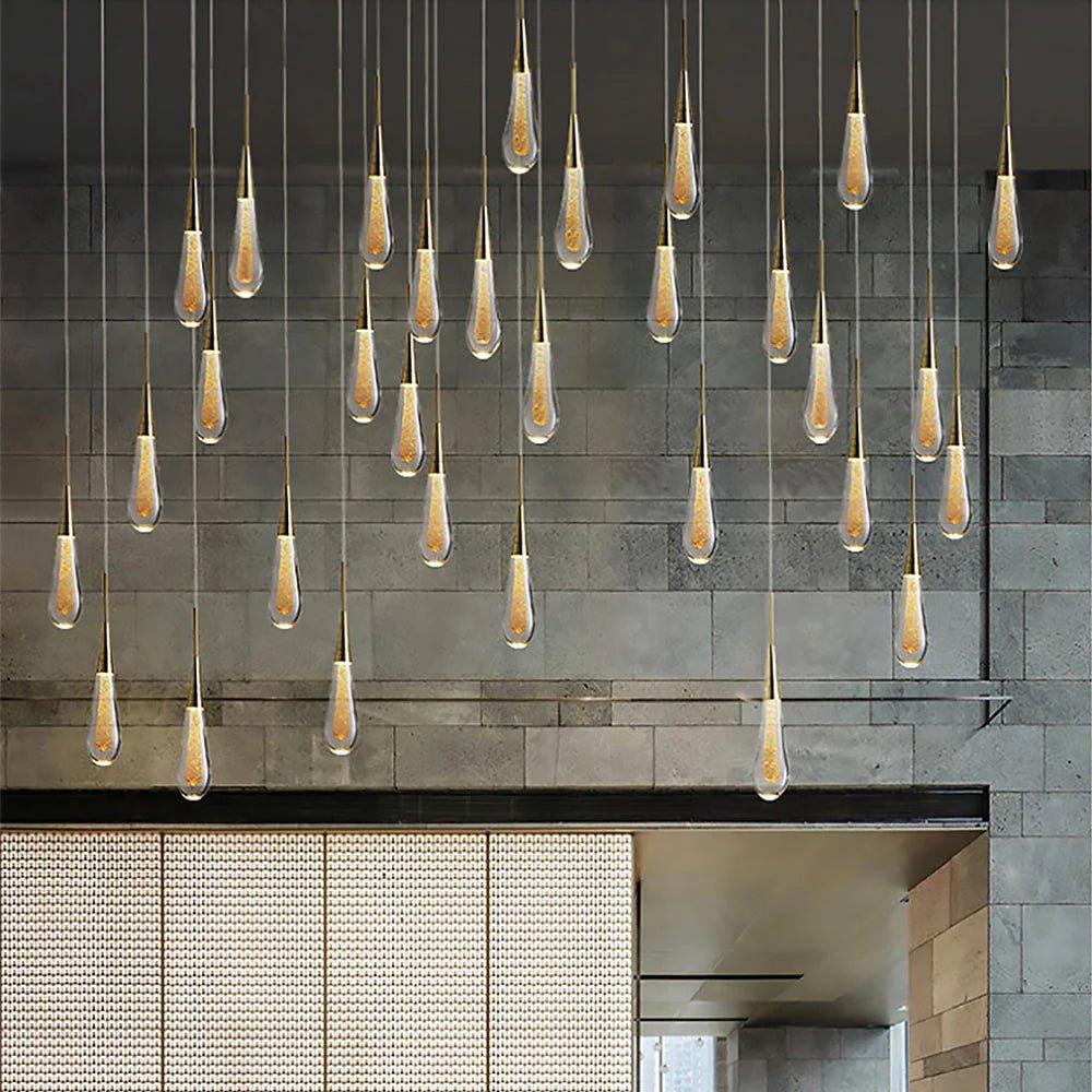 Modern Aurelia Droplet Glass and Iron LED Pendant Light - Desfino