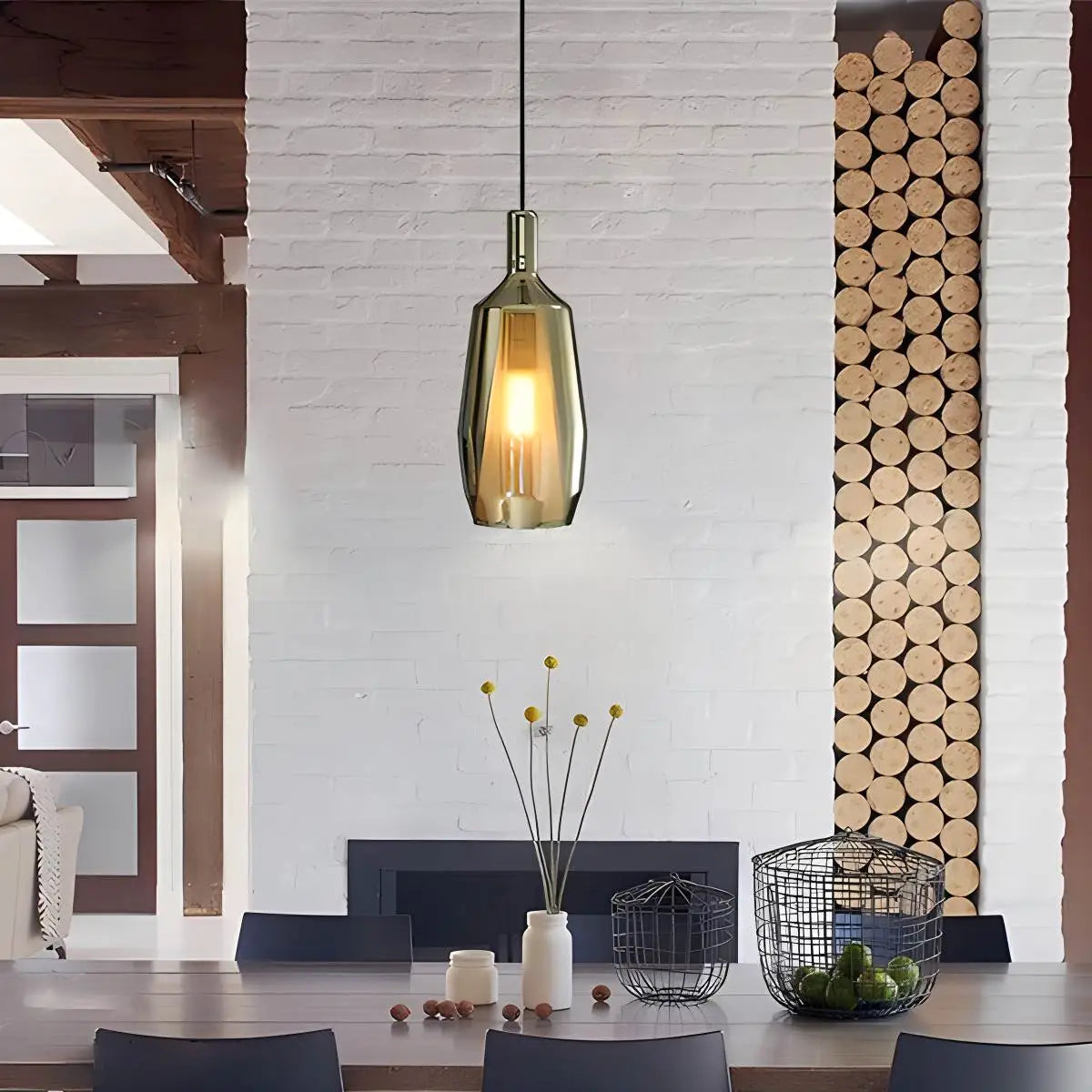Moderne minimalistische LED-Glaspendelleuchte für die Küche | Desfino