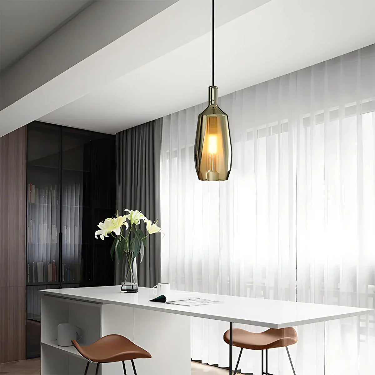 Moderne minimalistische LED-Glaspendelleuchte für die Küche | Desfino