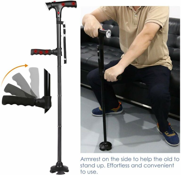 מקל הליכה מתקפל לניידות AeroAssist עם תאורת LED — מסגרת קומפקטית, תאורת בטיחות מובנית, בסיס יציב