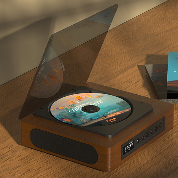 Retro Bluetooth CD přehrávač Aurora — FM rádio, připojení USB-C - Desfino