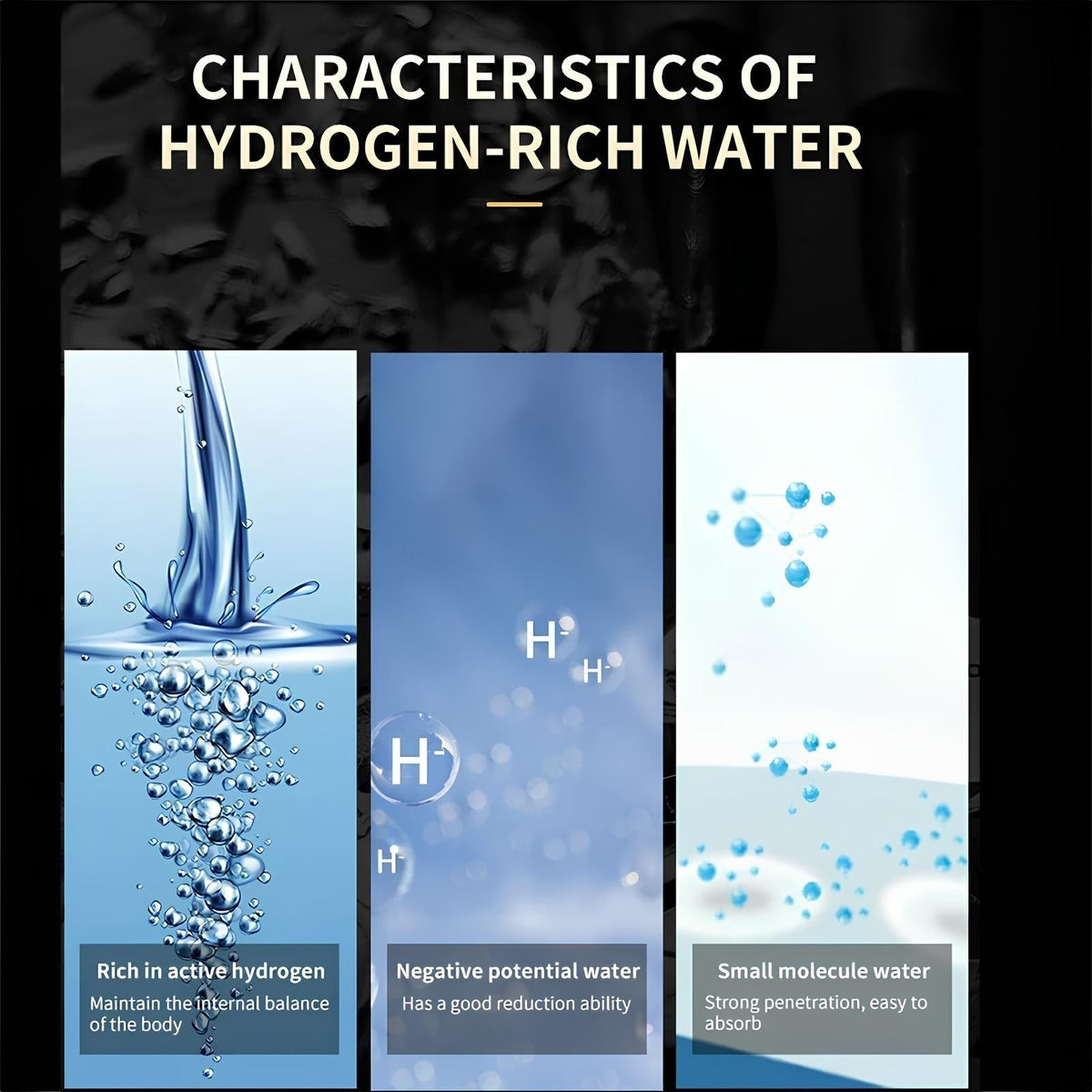 Borraccia ionizzatrice d’acqua all’idrogeno NovaHydro Elite 5000ppb — SPE PEM - Desfino