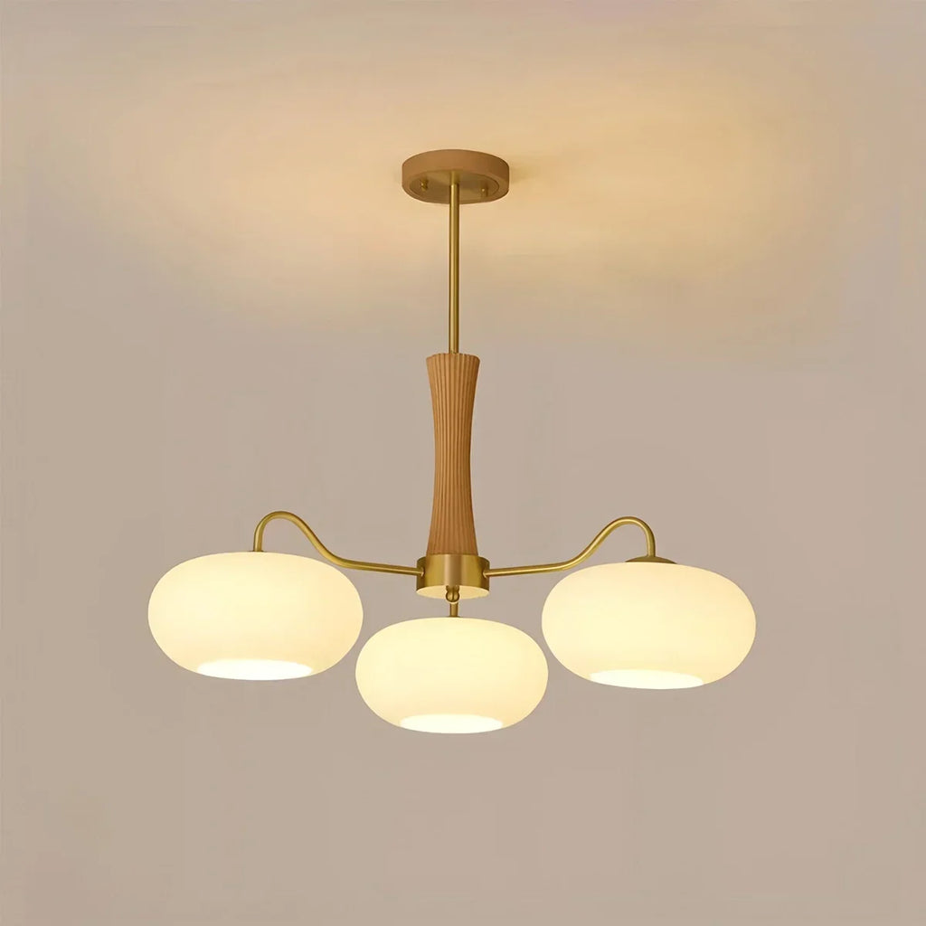 Brass Wooden Persimmon Chandelier | Desfino