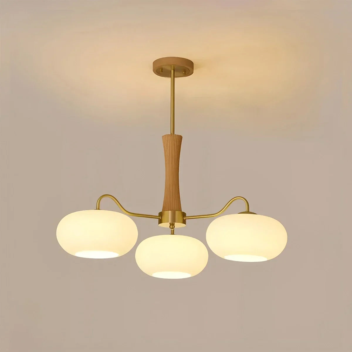 Brass Wooden Persimmon Chandelier | Desfino