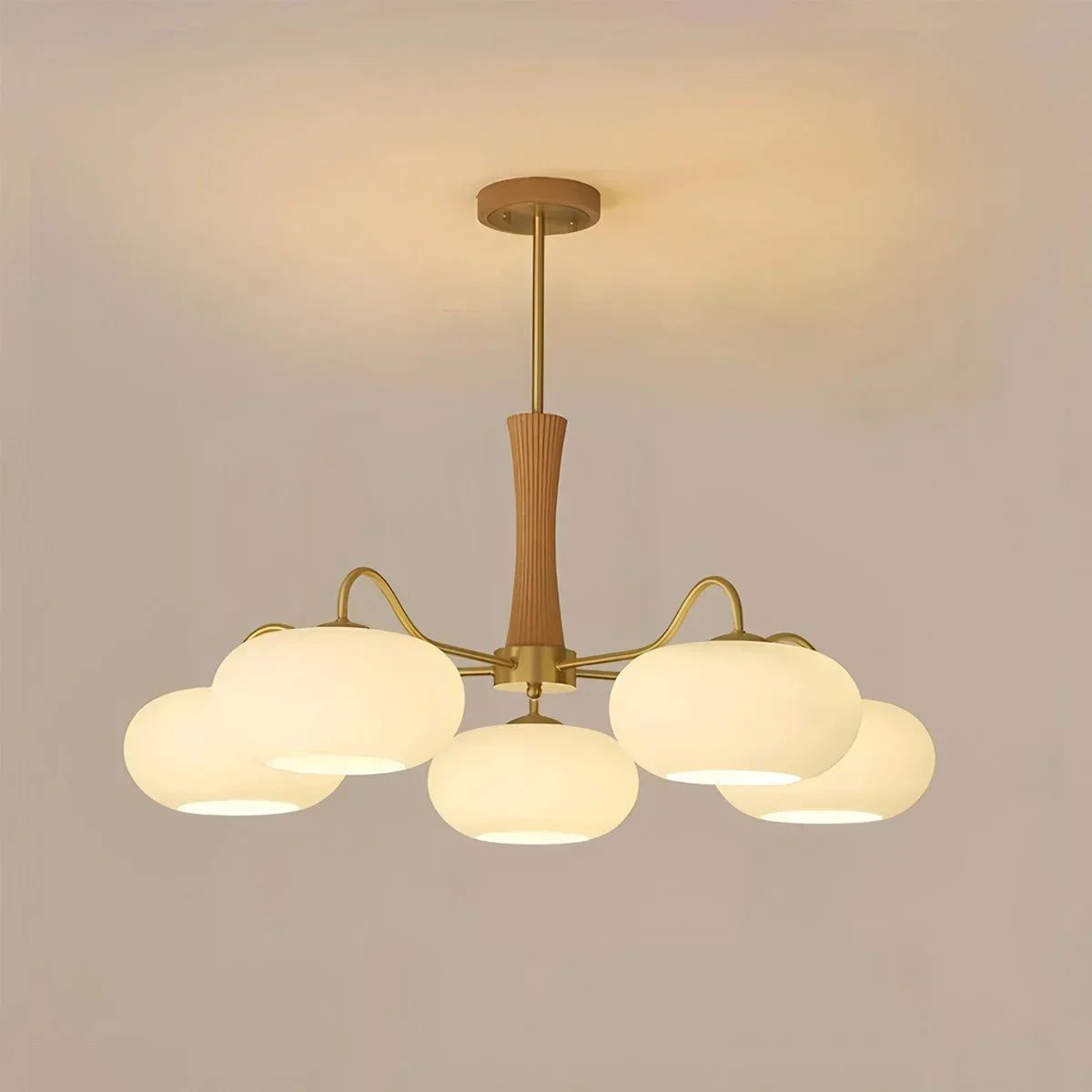 Brass Wooden Persimmon Chandelier | Desfino