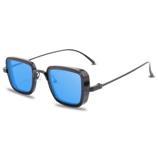 Retro okulary przeciwsłoneczne Nova z kwadratowymi oprawkami — UV400, polerowana złota oprawka - Desfino