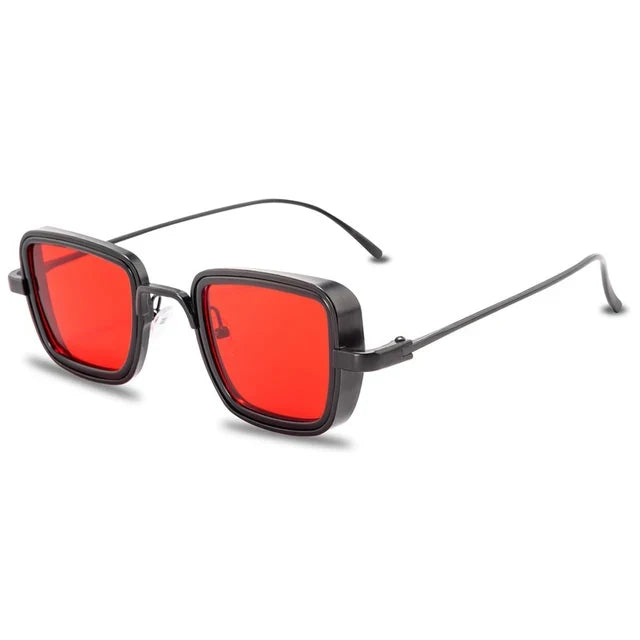 Retro okulary przeciwsłoneczne Nova z kwadratowymi oprawkami — UV400, polerowana złota oprawka - Desfino