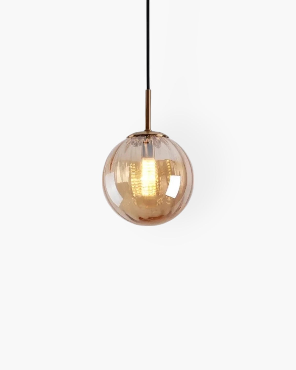VeraLux pendellampe i ravfarvet glas — Vintage 3000K varm hvid glød - Desfino