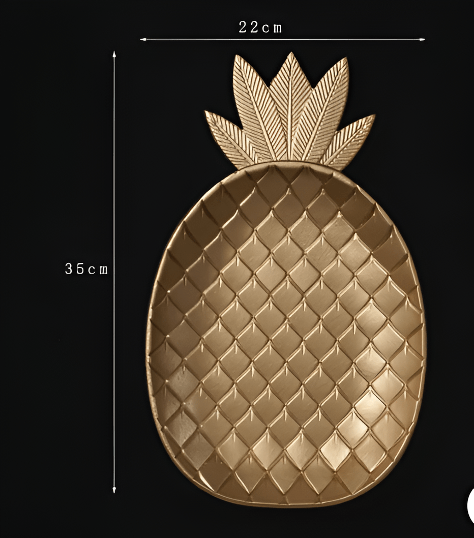 Bandeja nórdica dorada con forma de hoja — diseño de hoja de piña - Desfino