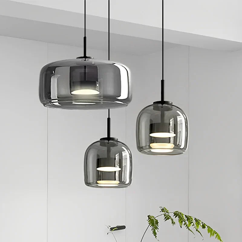 LumenNova 现代透明玻璃吊灯 — 极简风格 - Desfino