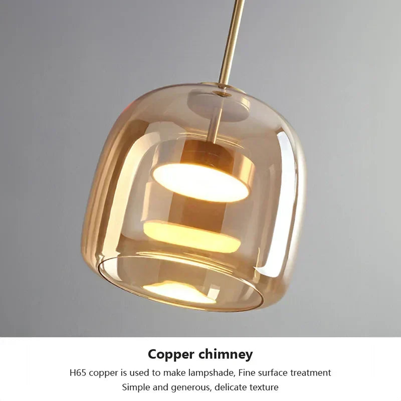 Lampada in vetro trasparente LumaNest — Paralume minimalista, illuminazione uniforme - Desfino
