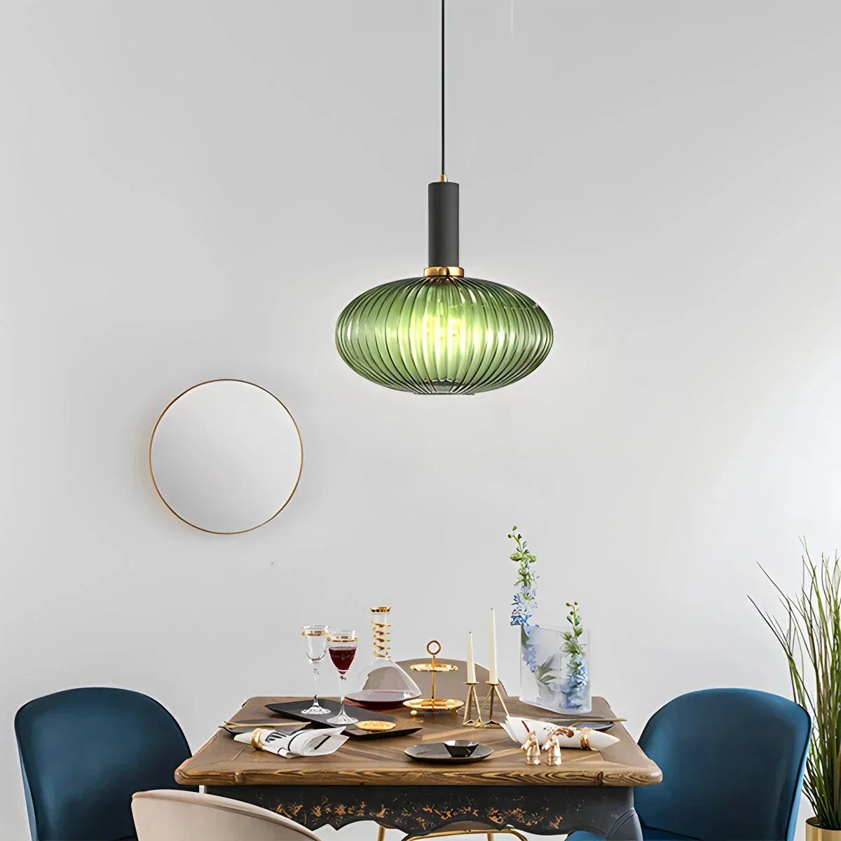 Nordische Vintage-Pendelleuchte aus gestreiftem Glas | Desfino