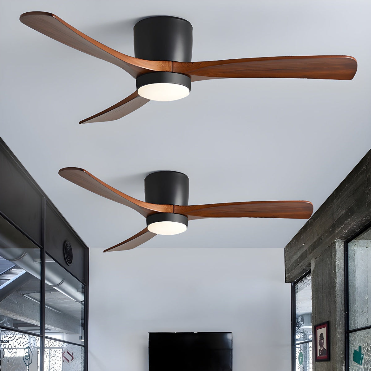 Ventilator de tavan din lemn, în stil nordic, Lykke — LED integrat de 42/48In - Desfino