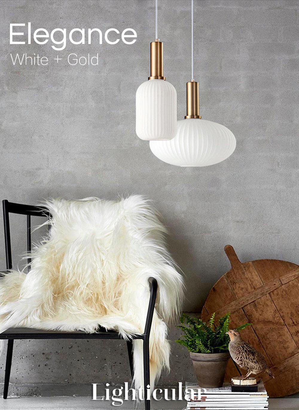 Nordisk pendellampe i rillet glass — moderne varm-hvitt lys - Desfino