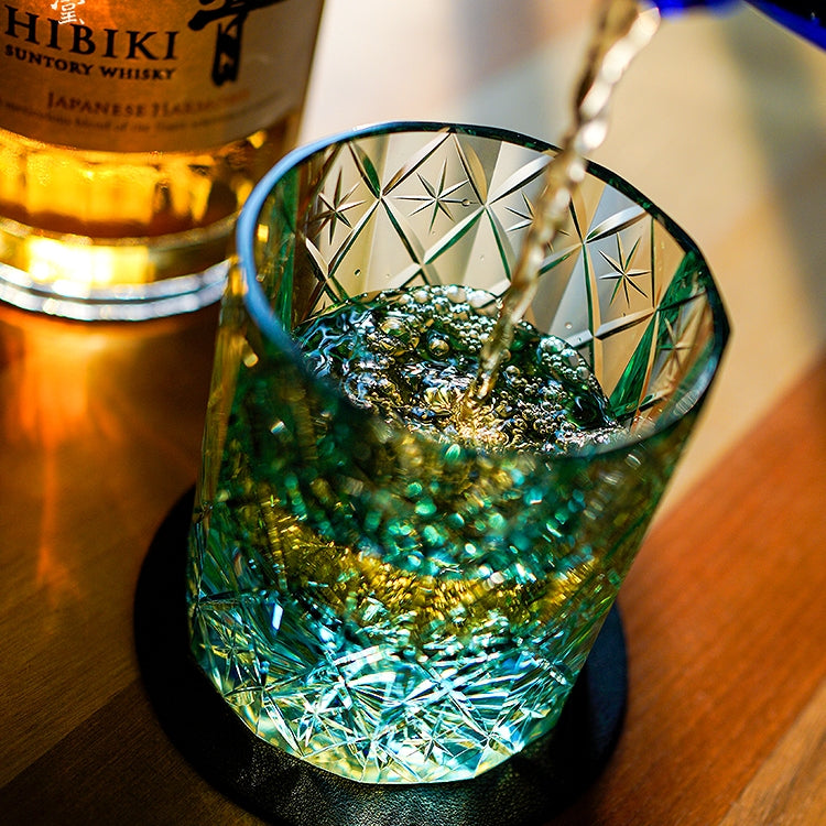 Hoshira Handcrafted Whisky Glass — Celestial Design, Wooden Box