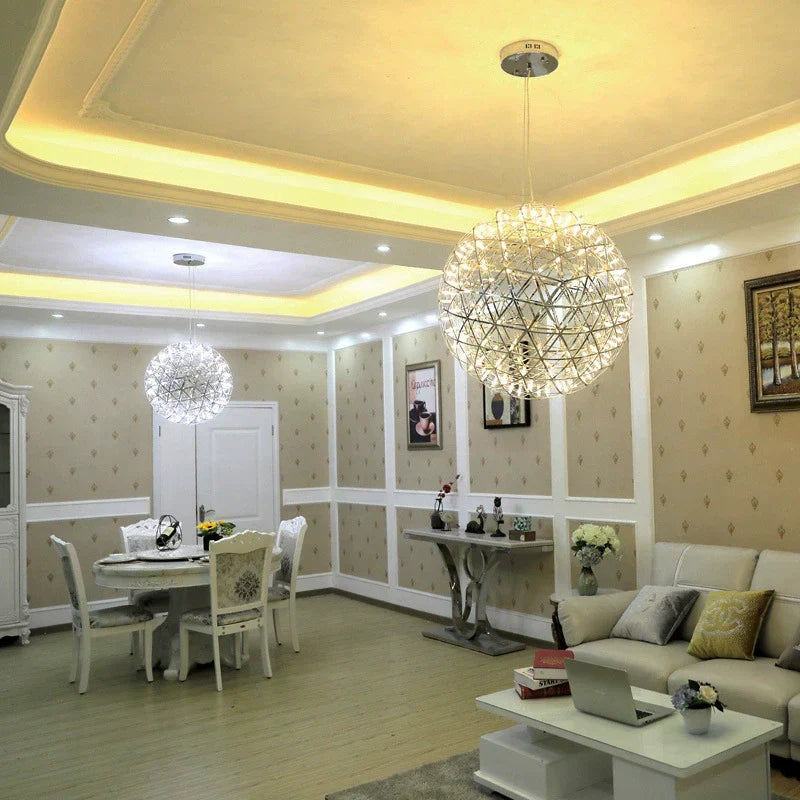 Silver Fire Ball Pendant Light for Dining Room | Desfino