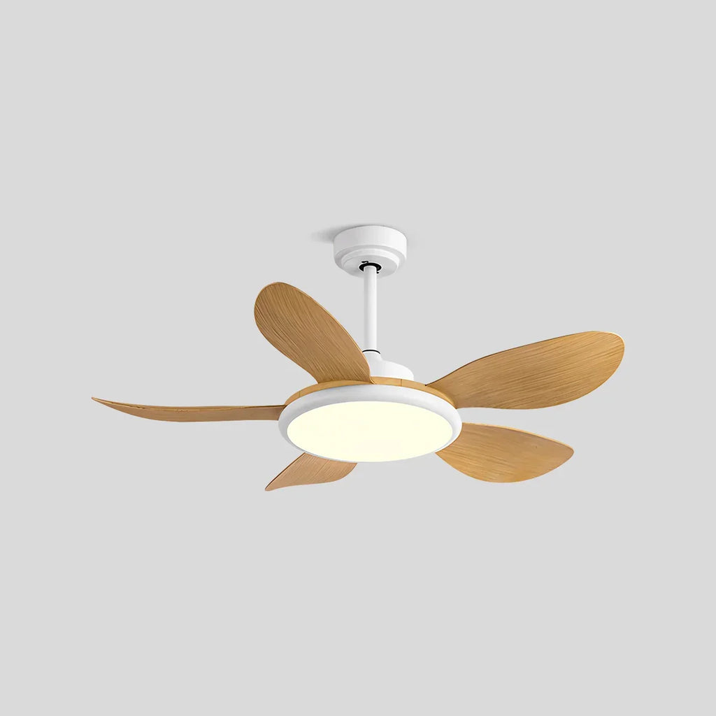 Deckenventilator mit 5 Holzflügeln und Licht fürs Wohnzimmer | Desfino