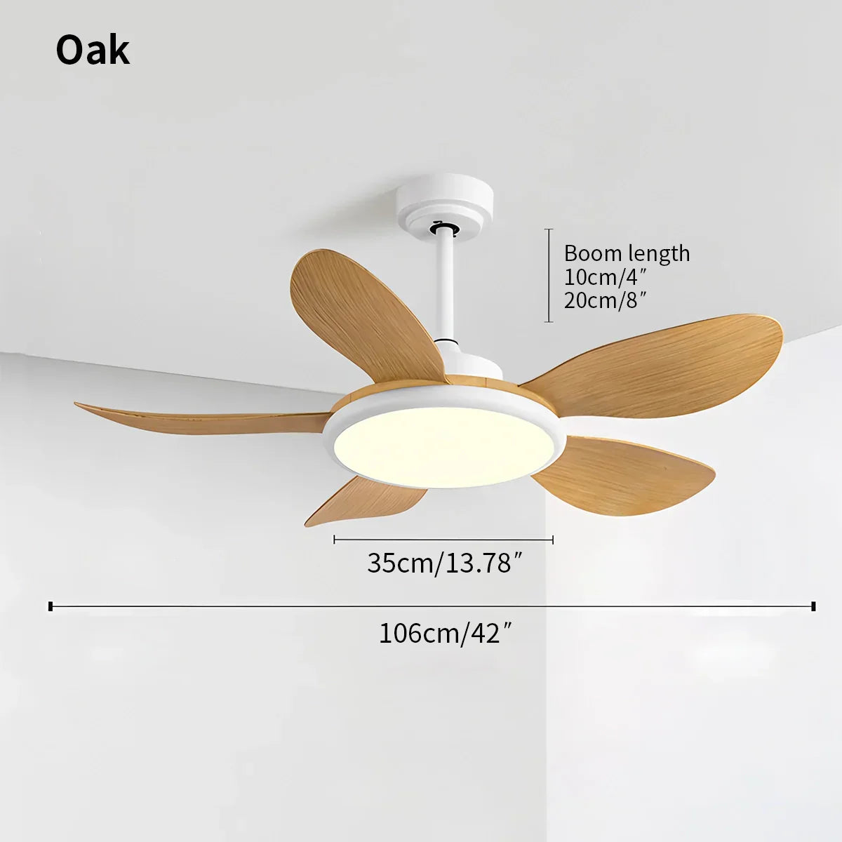 Deckenventilator mit 5 Holzflügeln und Licht fürs Wohnzimmer | Desfino
