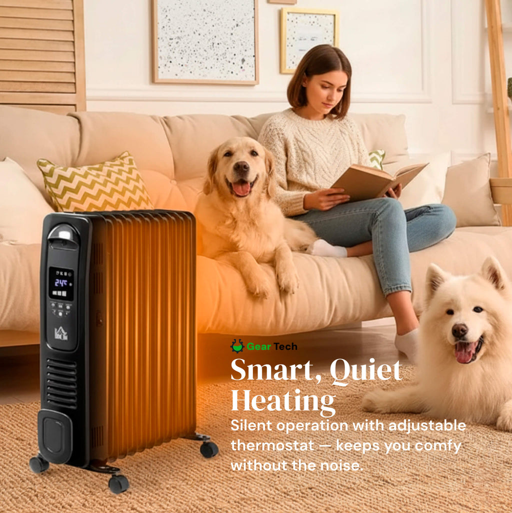 مدفأة زيت محمولة بقدرة 2500W من ثيرمي — مؤقت وجهاز تحكم عن بعد - ديسفينو