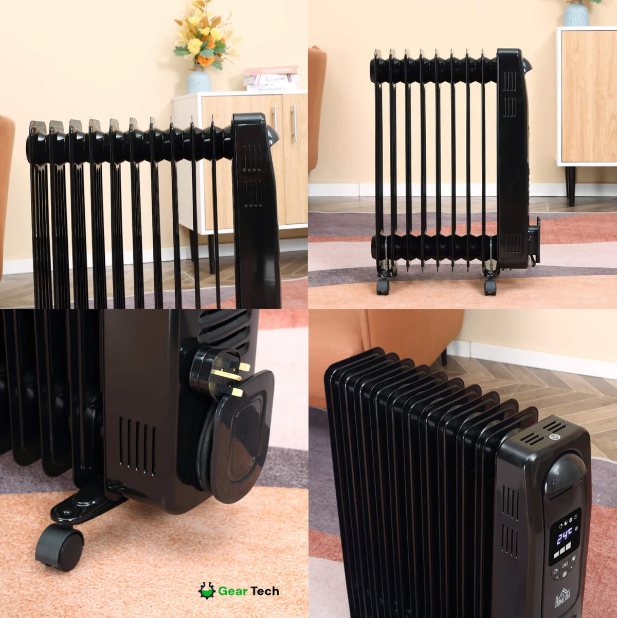 مدفأة زيت محمولة بقدرة 2500W من ثيرمي — مؤقت وجهاز تحكم عن بعد - ديسفينو
