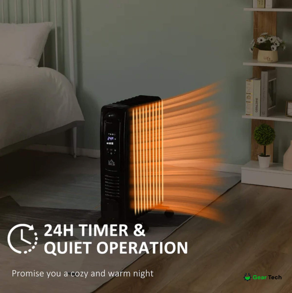 مدفأة زيت محمولة بقدرة 2500W من ثيرمي — مؤقت وجهاز تحكم عن بعد - ديسفينو