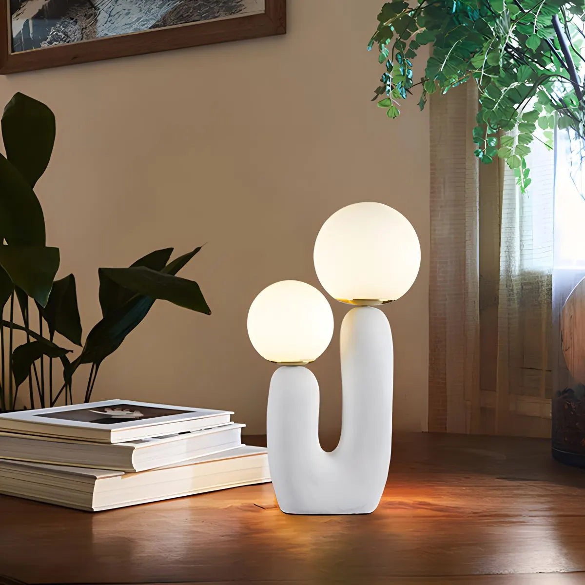 Rau strukturierte Harztischlampe | Desfino