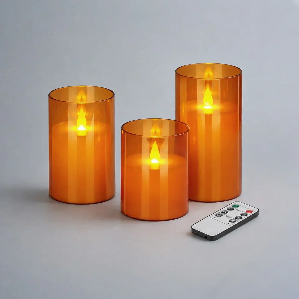 Säulenkerzen aus Acrylglas, flammenlos, 12er-Pack × 6 | Desfino