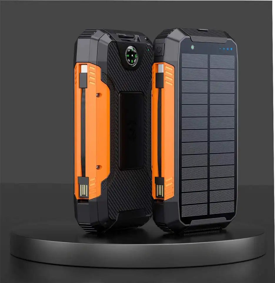 Power bank solare EclipseVolt da 30.000mAh — impermeabile, 2 porte USB, pad Qi da 5W