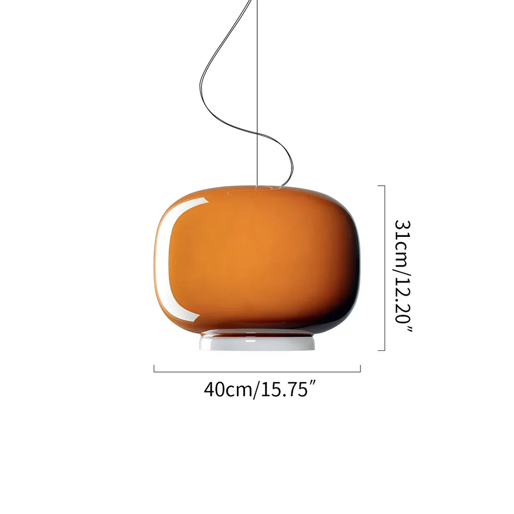 Moderne Pendelleuchte als Laterne aus farbigem Glas | Desfino